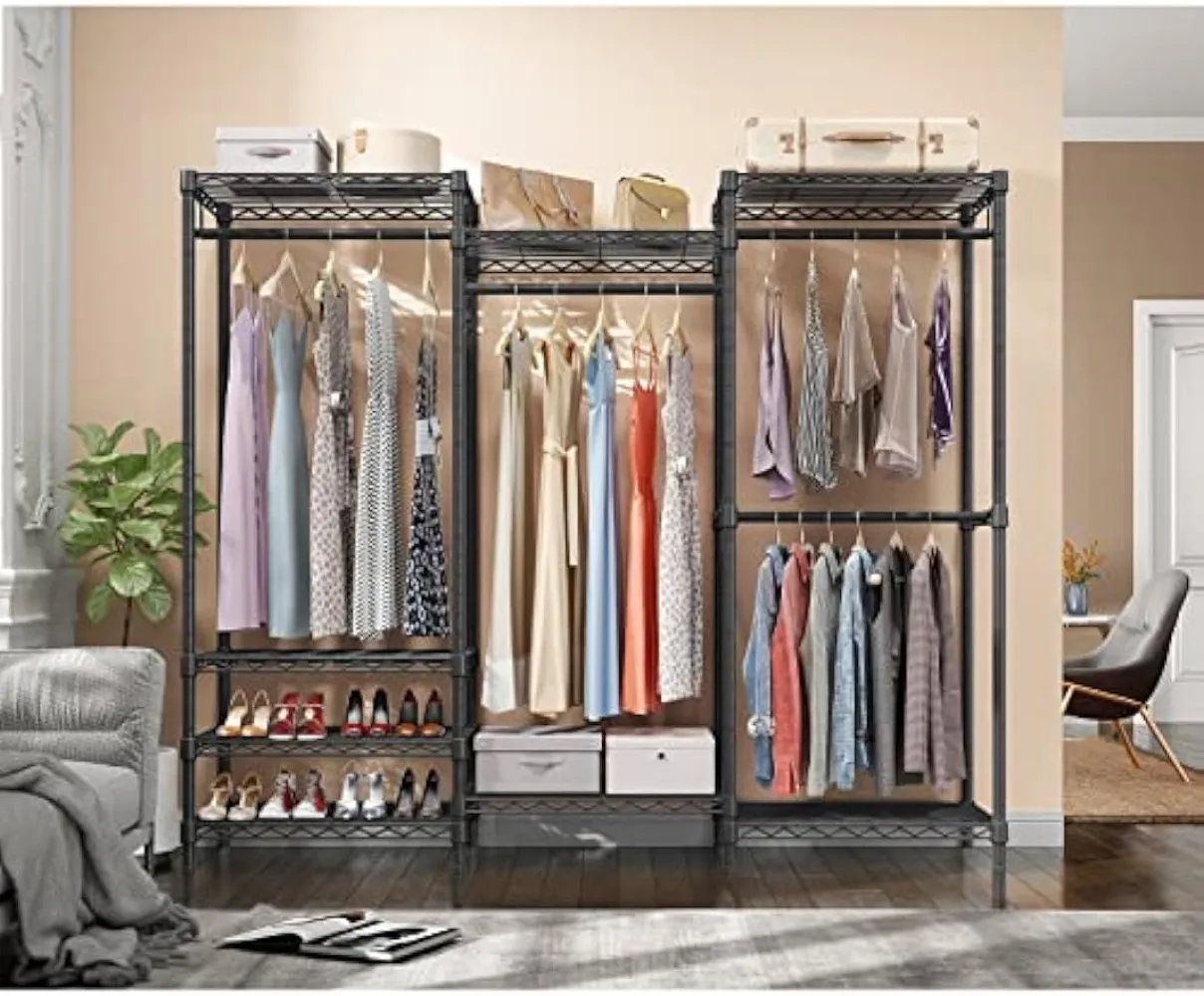 Heavy Duty Portable Wardrobe Closet Freestanding Clothes Rack With 4 Hang Rods 8 Shelves Gray From Homepro19 347.46 DHgate.Com