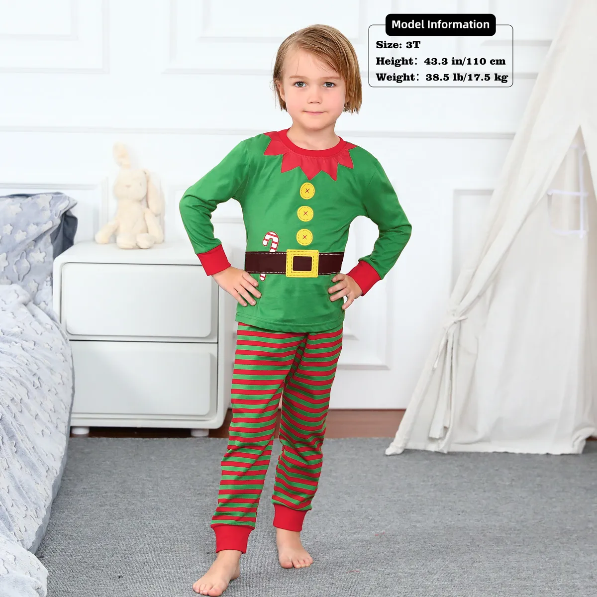 Kids Christmas Pajamas Sets 2024 Xmas Pjs for Boys Girls Toddlers Elf Sleepwear Toddler Xmas Nightwear New Year Party Gift