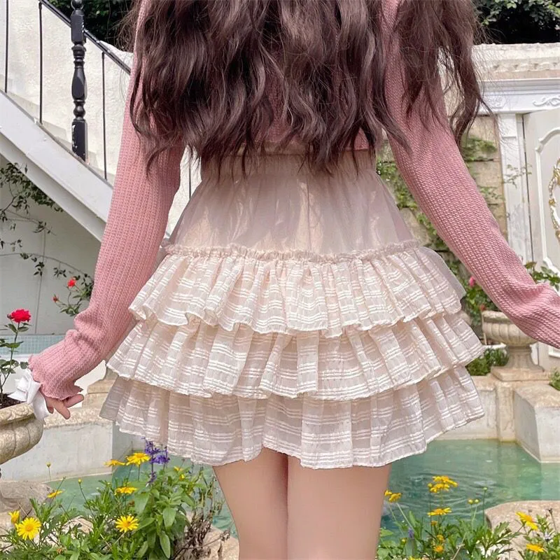 DHgate.com:2024DEEPTOWN Kawaii Ruffle Skirt for Women, Cute