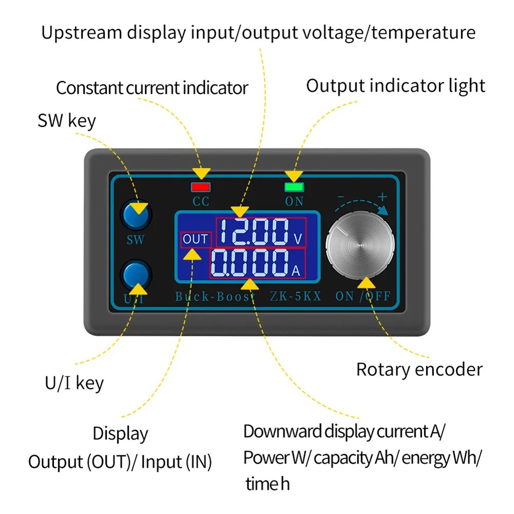 Module D'alimentation Programmable ZK-5KX - Convertisseur DC Boost 6-36V Vers 0.6-36V, 5A Max