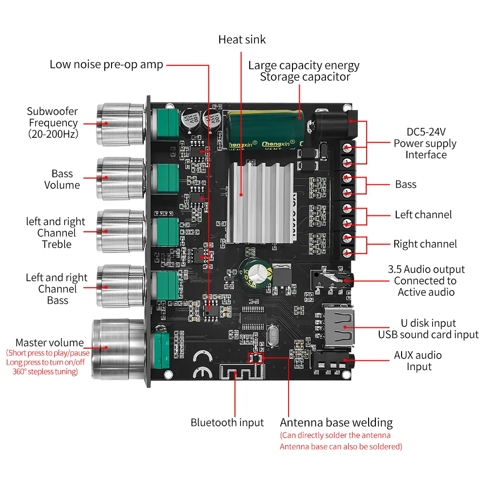 Amplifier With Bluetooth Channel Audio Power Amplifier Module