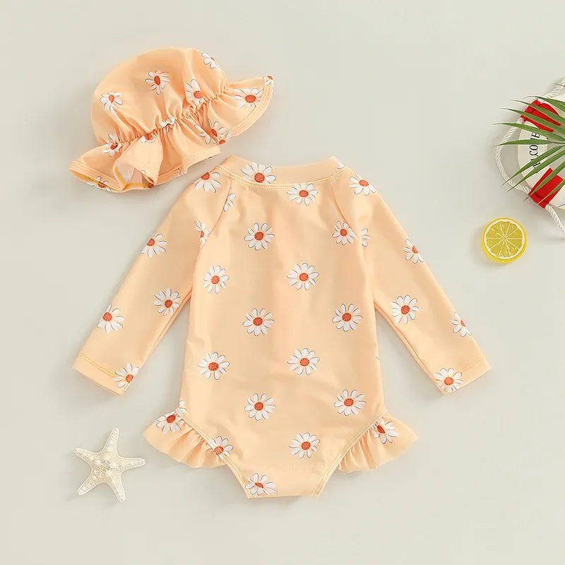 Cute Baby Girl Swimwear Flower Print Infant Baby Girl Baby