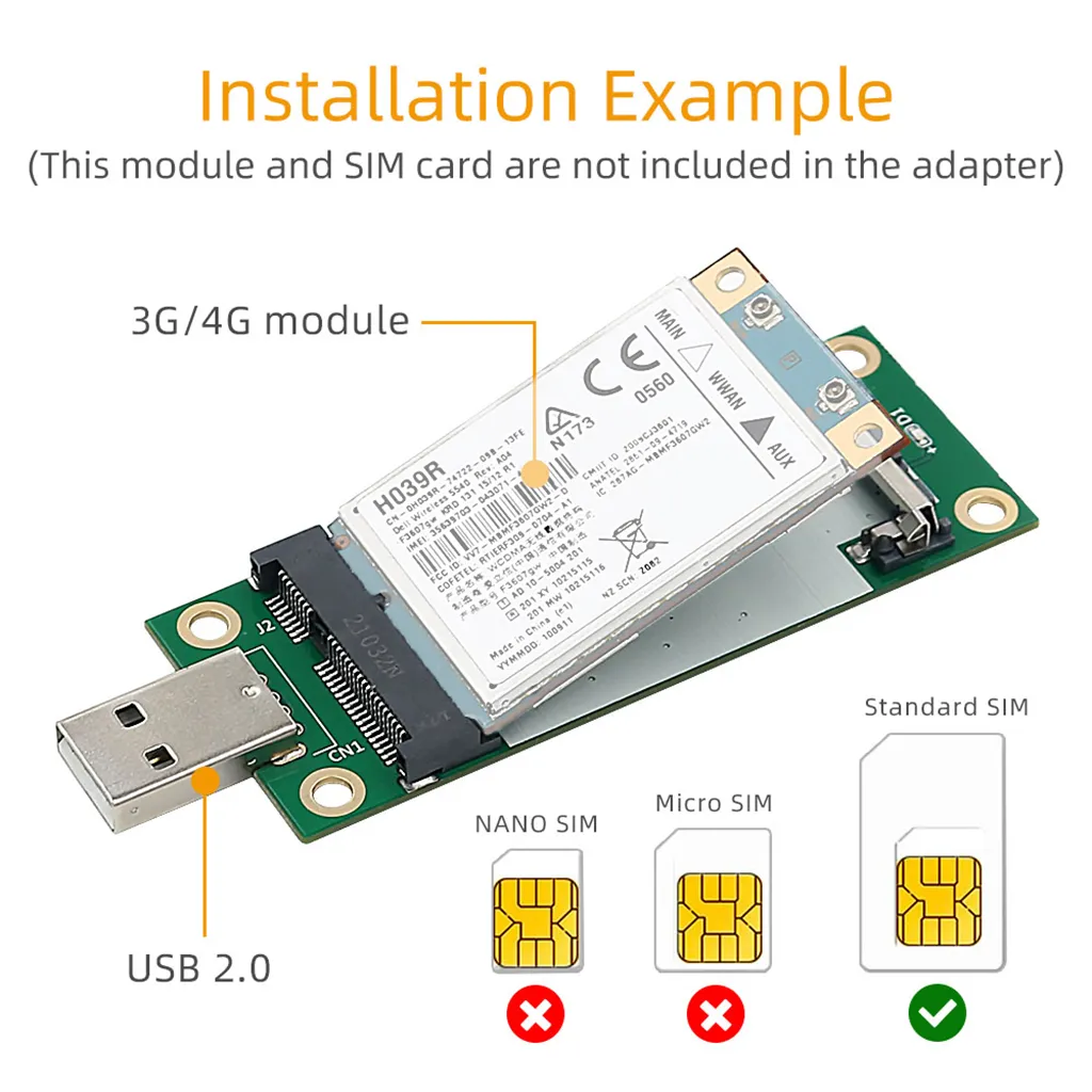 Adaptor For SIM Card: Mini PCI E To USB Port... From Ddmyday, $20.87 ...