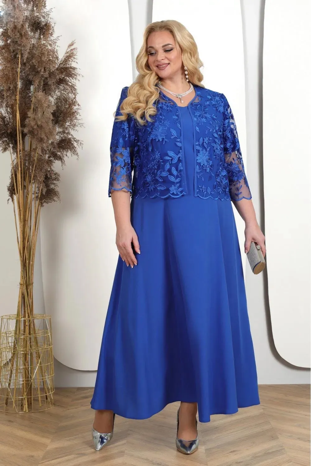 royal blue lace dress plus size Plus Size Overall Maxi Dress Pleated Lace
