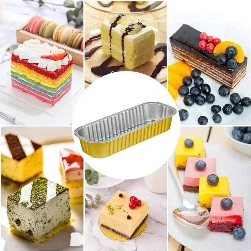 10pcs Aluminum Foil Disposable Muffin Baking Tins Pans Cupcake Loaf with  Lids