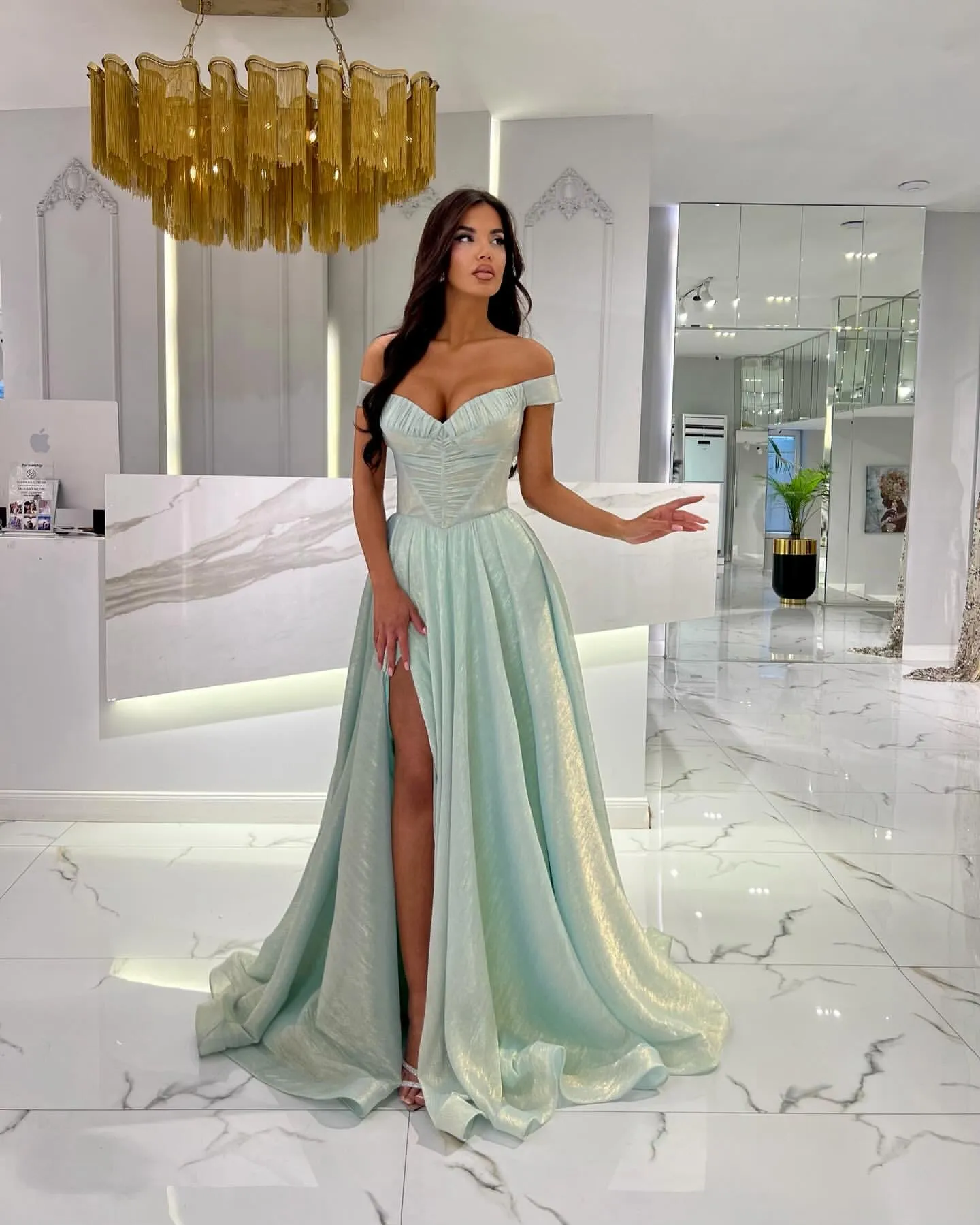 Off the shoulder glitter dress on sale