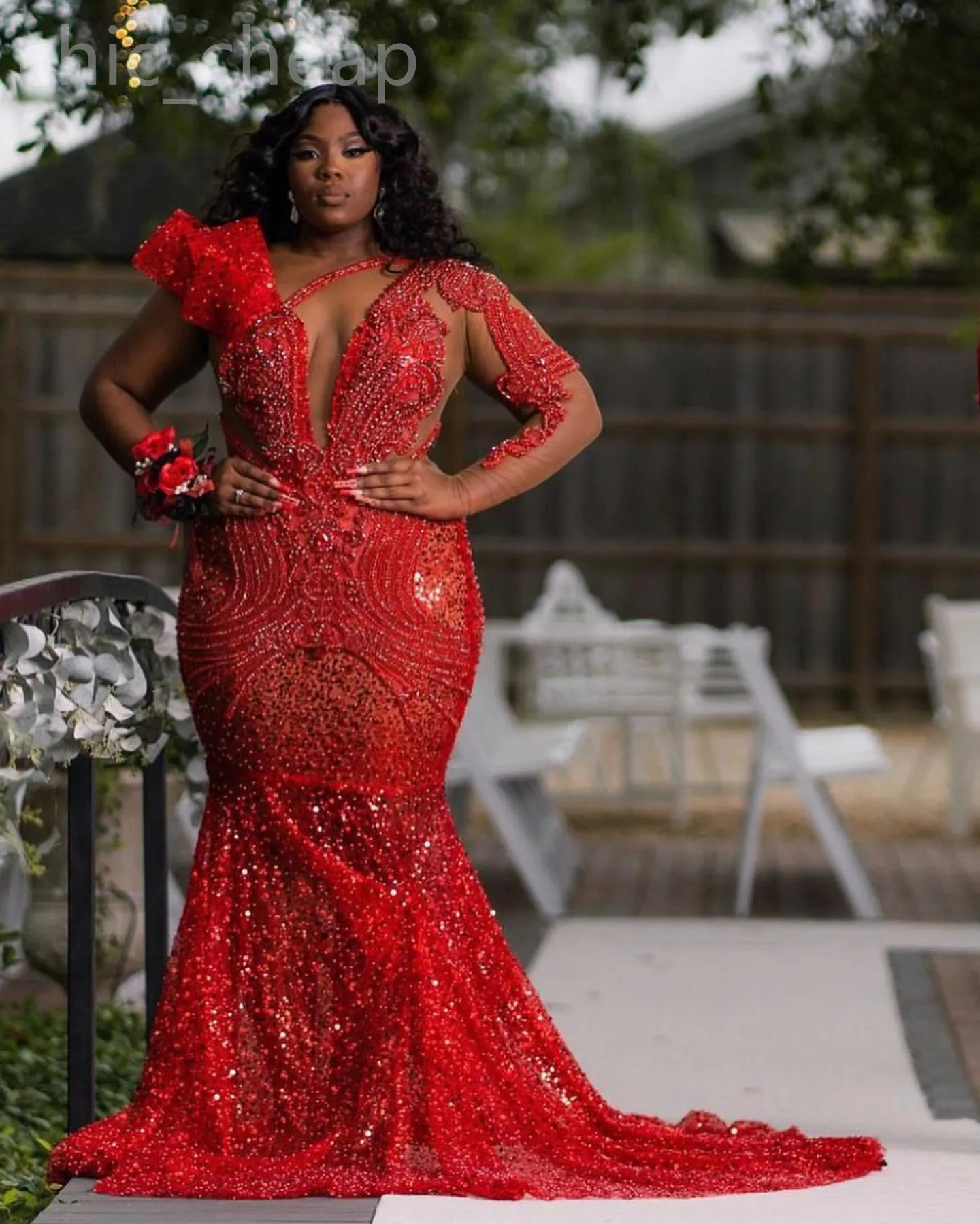 Mermaid style red dress best sale