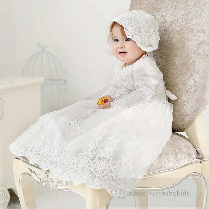 Baby Girls Christening Gown Dresses Newborn Kids Wedding Baptism Clothes Baby Lace Embroidery 1st Birthday Princess Dress Z7970 From Vivibabykids 24.35 DHgate.Com
