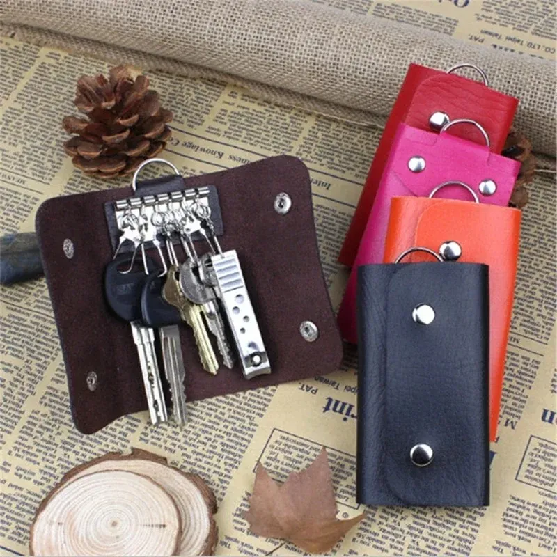 PU Leather Women Men Key Holders Keys Organizer Fashion Solid Key