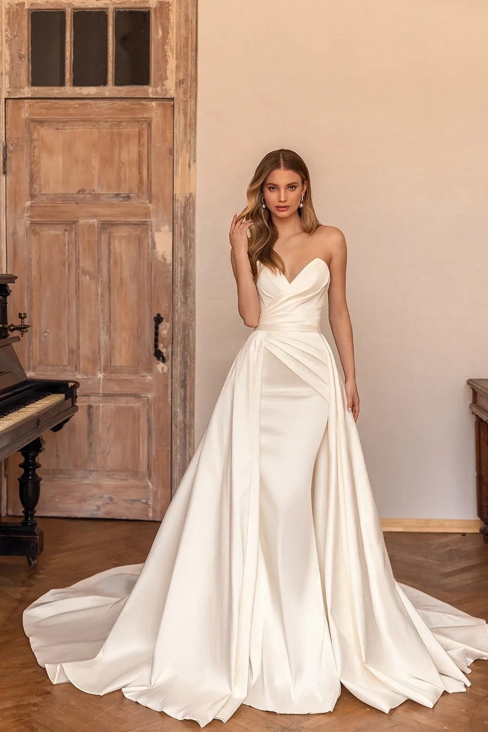 Satin Ruched Trumpet Mermaid Off The Shoulder Wedding Dress Satin Ruched Trumpet Mermaid Off The Shoulder Wedding Dress