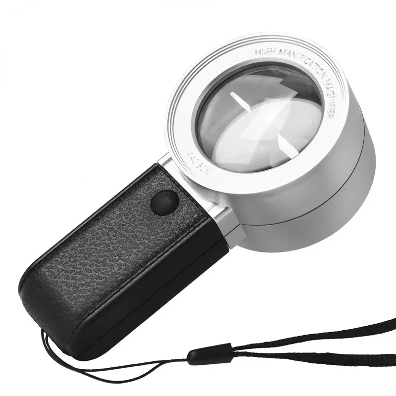 Professional 30X Magnifying Glass with Dual LED Lights Handheld Loupe Magnifier with Double Layer Optical Glass Lens for Reading Inspection