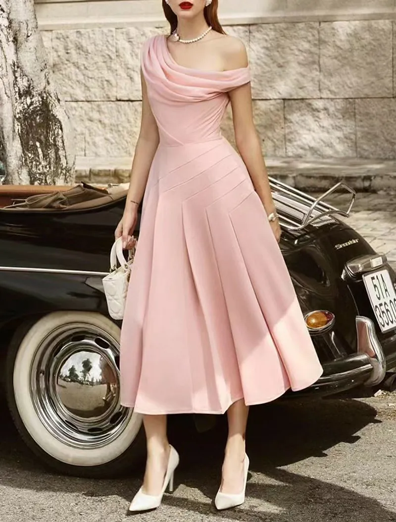 a line tulle dress A-line Rust Tulle Strapless Long Evening Prom Dresses, Custom High Sli –  MarryLover