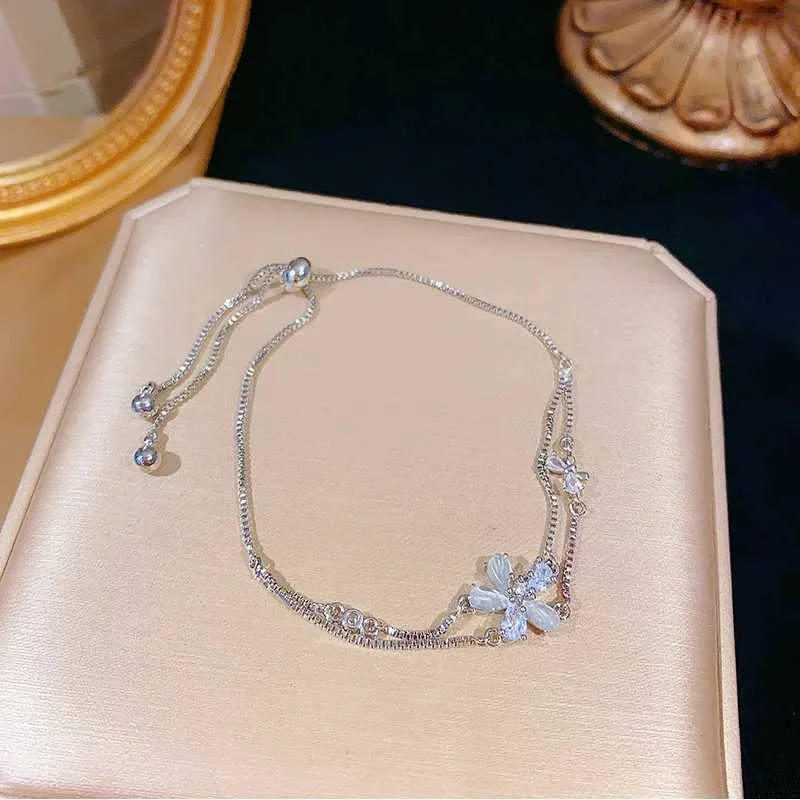 Bracciale a fiore in cristallo e zirconia per donna bracciale doppio_voghion.com