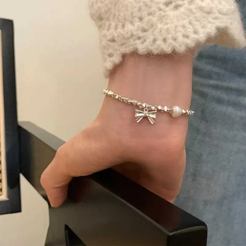 Bracelet en argent sterling avec perles et nœud papillon_voghion.com