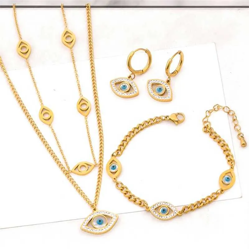 Súprava šperkov evil eye z nehrdzavejúcej ocele so zirkónom_voghion.com