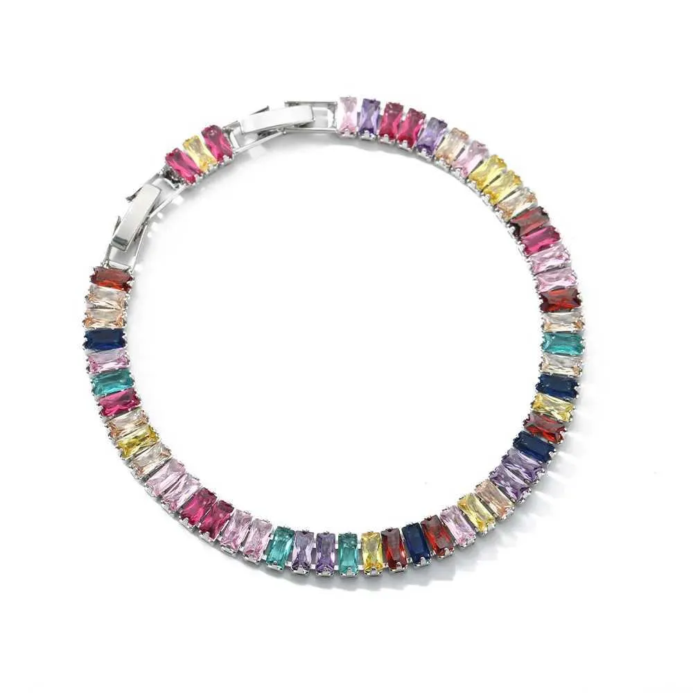 Rainbow Cubic Zirconia Bracelet Adjustable Bangle For Women_voghion.com