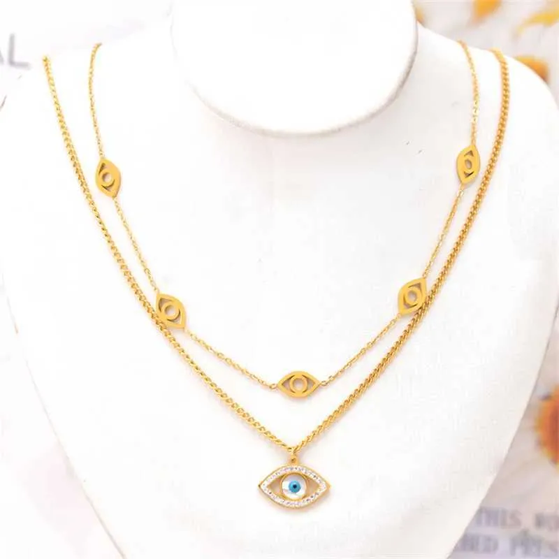 Súprava šperkov evil eye z nehrdzavejúcej ocele so zirkónom_voghion.com