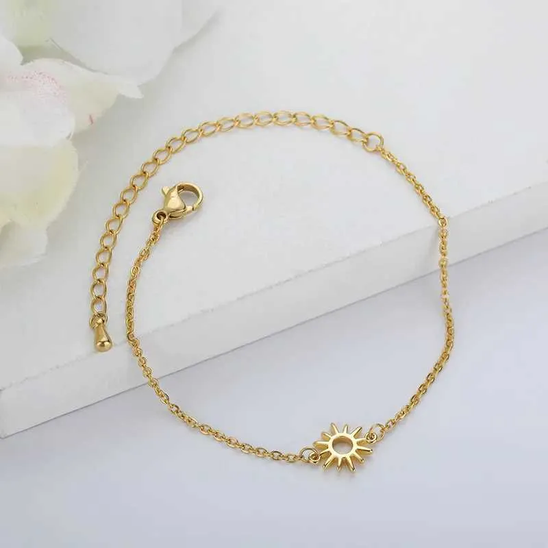 Bangle Sun Hollow Bracelet For Women Stainle Steel Hand Chain Vintage Suower Anklet Boho Foot Jewelry Gift_voghion.com