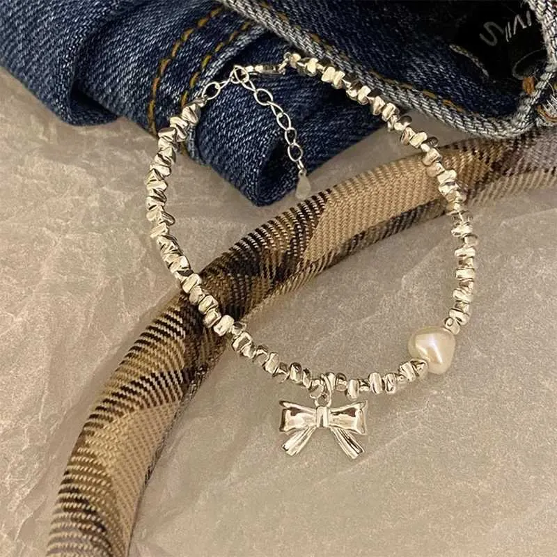 Bracelet en argent sterling avec perles et nœud papillon_voghion.com