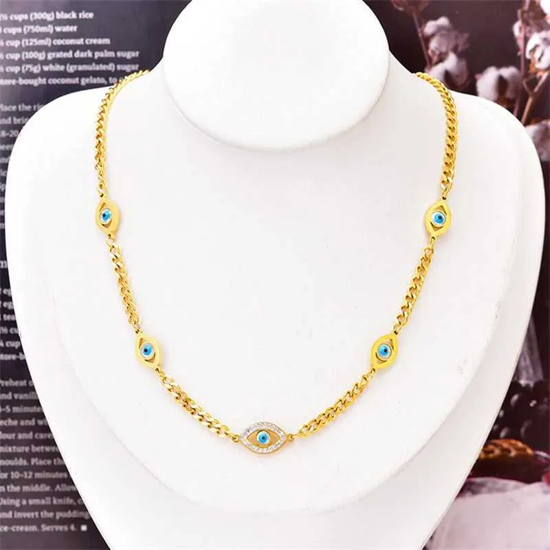 Súprava šperkov evil eye z nehrdzavejúcej ocele so zirkónom_voghion.com