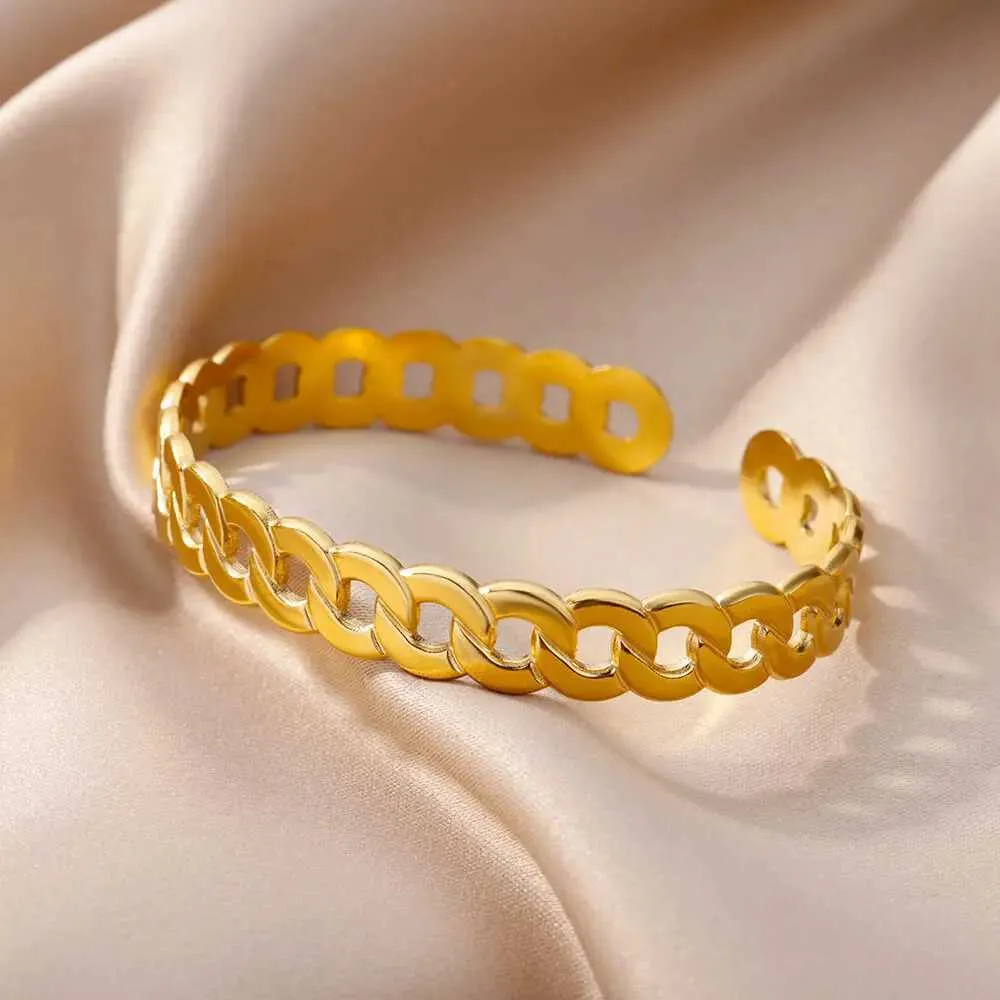 Charm Armbanden Roestvrijstalen Bangle Armband voor Vrouwen Meisjes Vergulde Opening Band Bangles Bruiloft Esthetiek_voghion.com