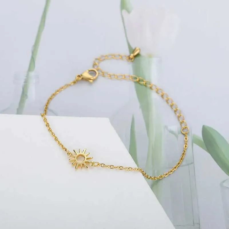 Bangle Sun Hollow Bracelet For Women Stainle Steel Hand Chain Vintage Suower Anklet Boho Foot Jewelry Gift_voghion.com