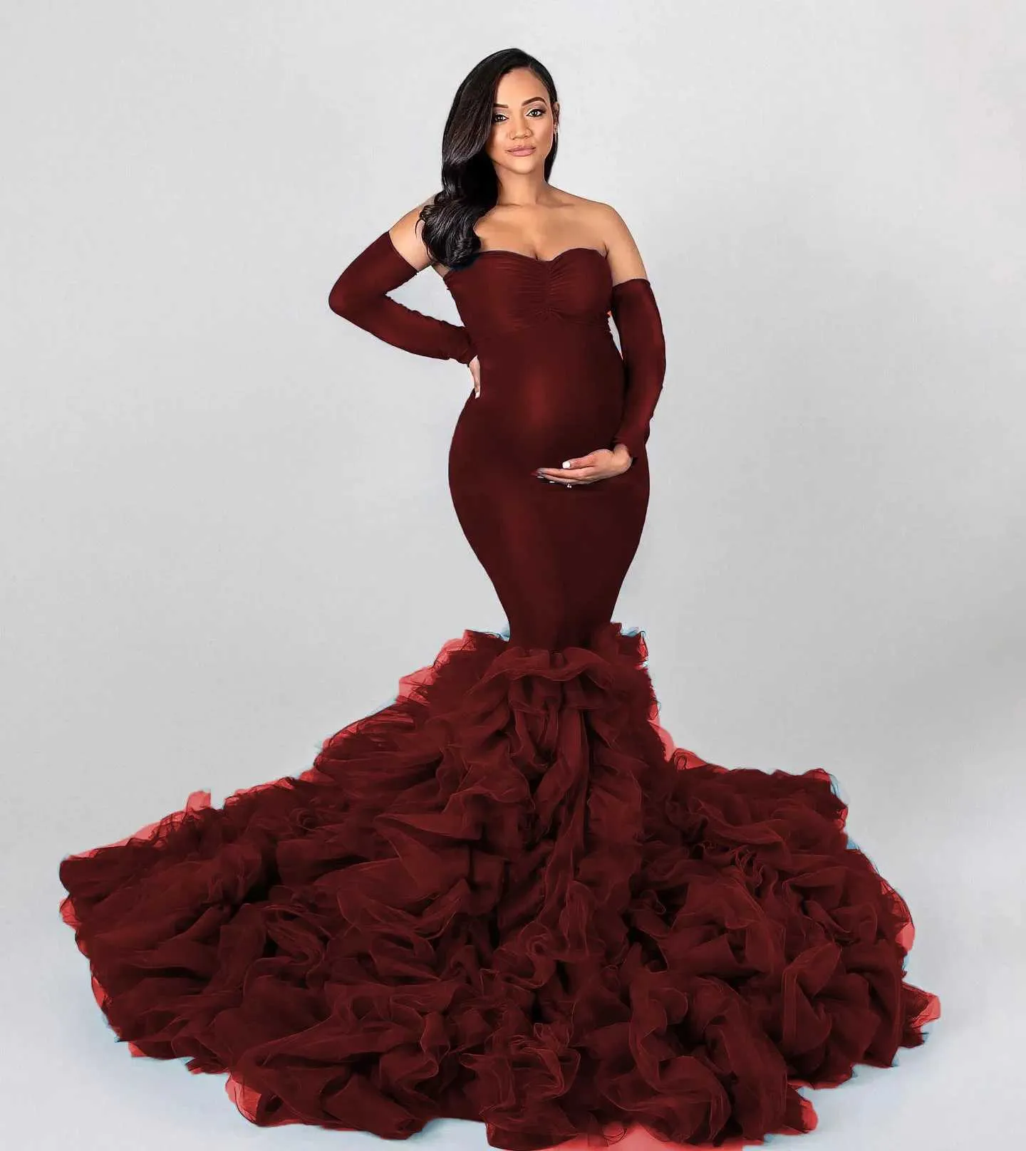 Maternity Mermaid Lace Gown Ankle-Length Shoulderless Sweetheart Dress for  Photo Shoot from Dhgate Maternity Dresses - price 78.99