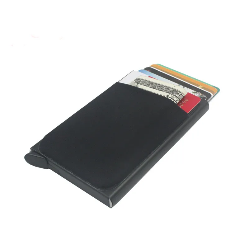 Metal card holder aluminum alloy automatic pop-up credit card sleeve with  leather interior 3.74  2.56  0.39 in from Dhgate Card Holders - price 2.22