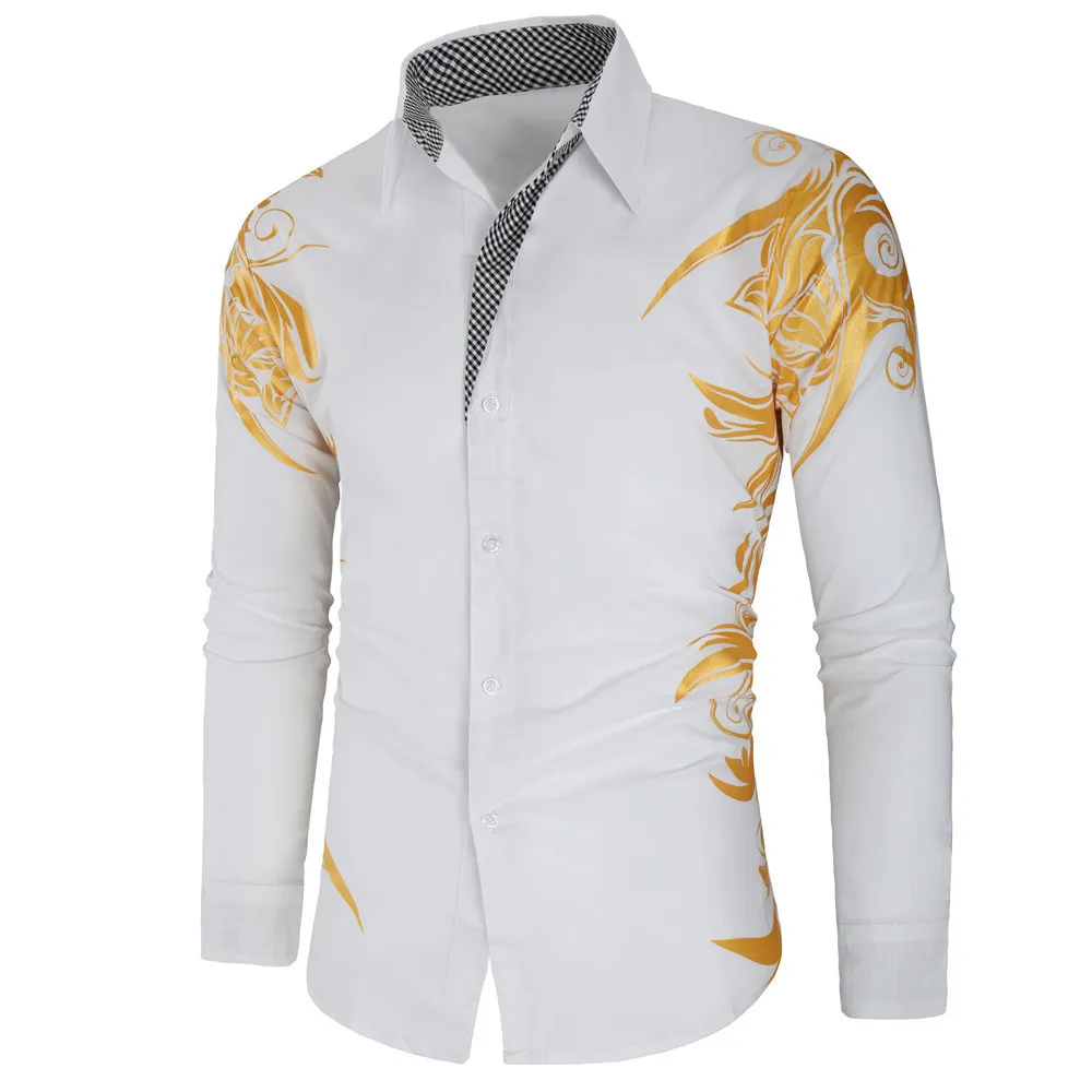Nuevas Camisas De Vestir En Negro Y Dorado Barroco Camisa Blanca Estampada Hombres Summer Outfits Camisas Slim Fit Chemise Cloth De 18 42 DHgate