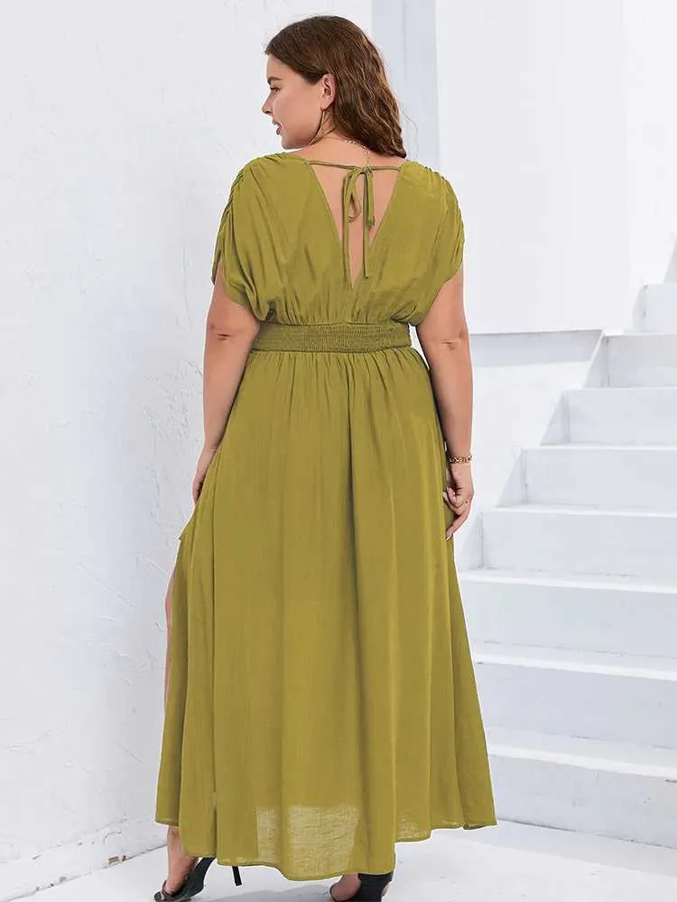green emerald velvet dress Plus Size Velma Cowl Neck Maxi Dress