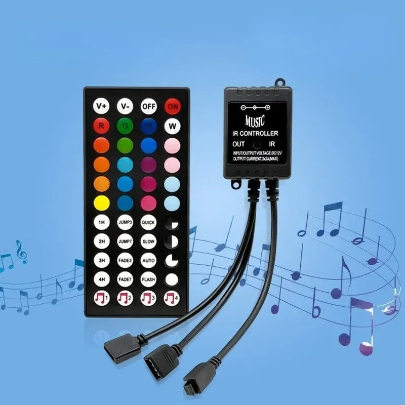 44 Key IR RGB Controller 2 Pack Dimmable LED Light Strip Remote Control Dimmer for 3528 5050 LED Strip Lights