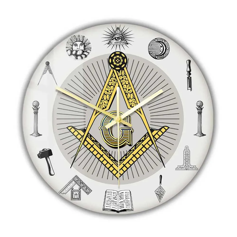 Masonic Symbols Square and Compass Freemason Wall Clock Masonic Symbols Square and Compass Freemason Wall Clock