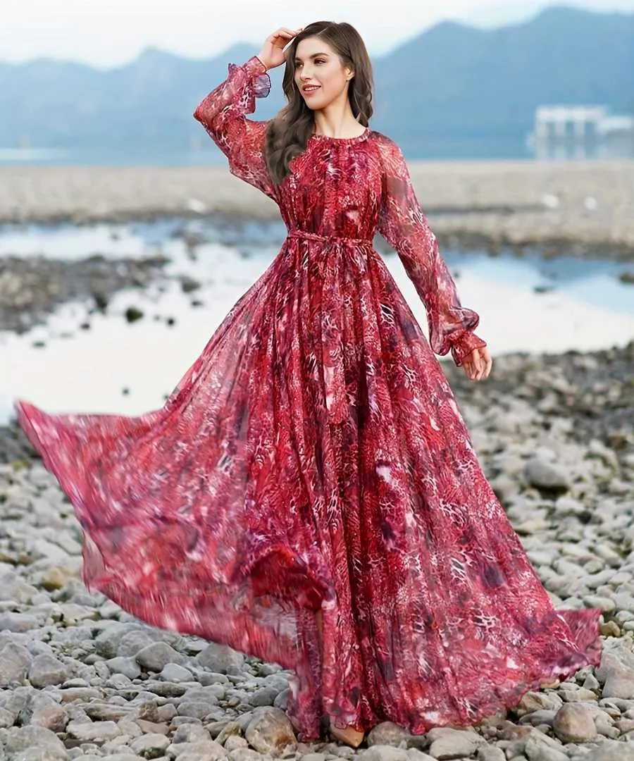Chiffon Sundress Long Sleeve Bohemia Leopard Print Floral Summer Dress  Turkish Muslim Robes Ethnic Clothing TAT Polyester CX Model from Dhgate  Ethnic Clothing - price 15.73