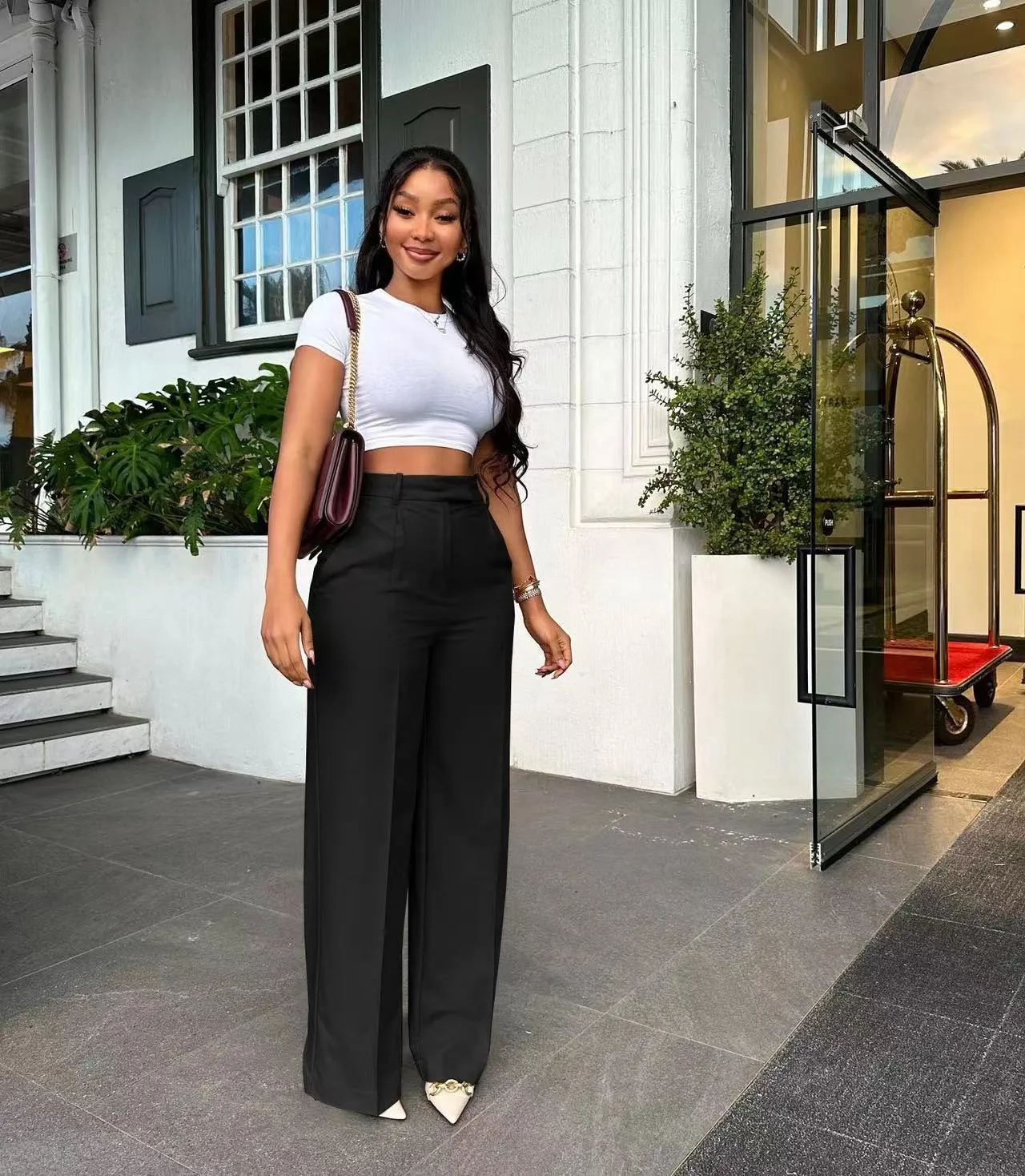 Wide Leg Trousers For Women High Waist Straight Leg Casual Wide Leg Trousers For Women High Waist Straight Leg Casual