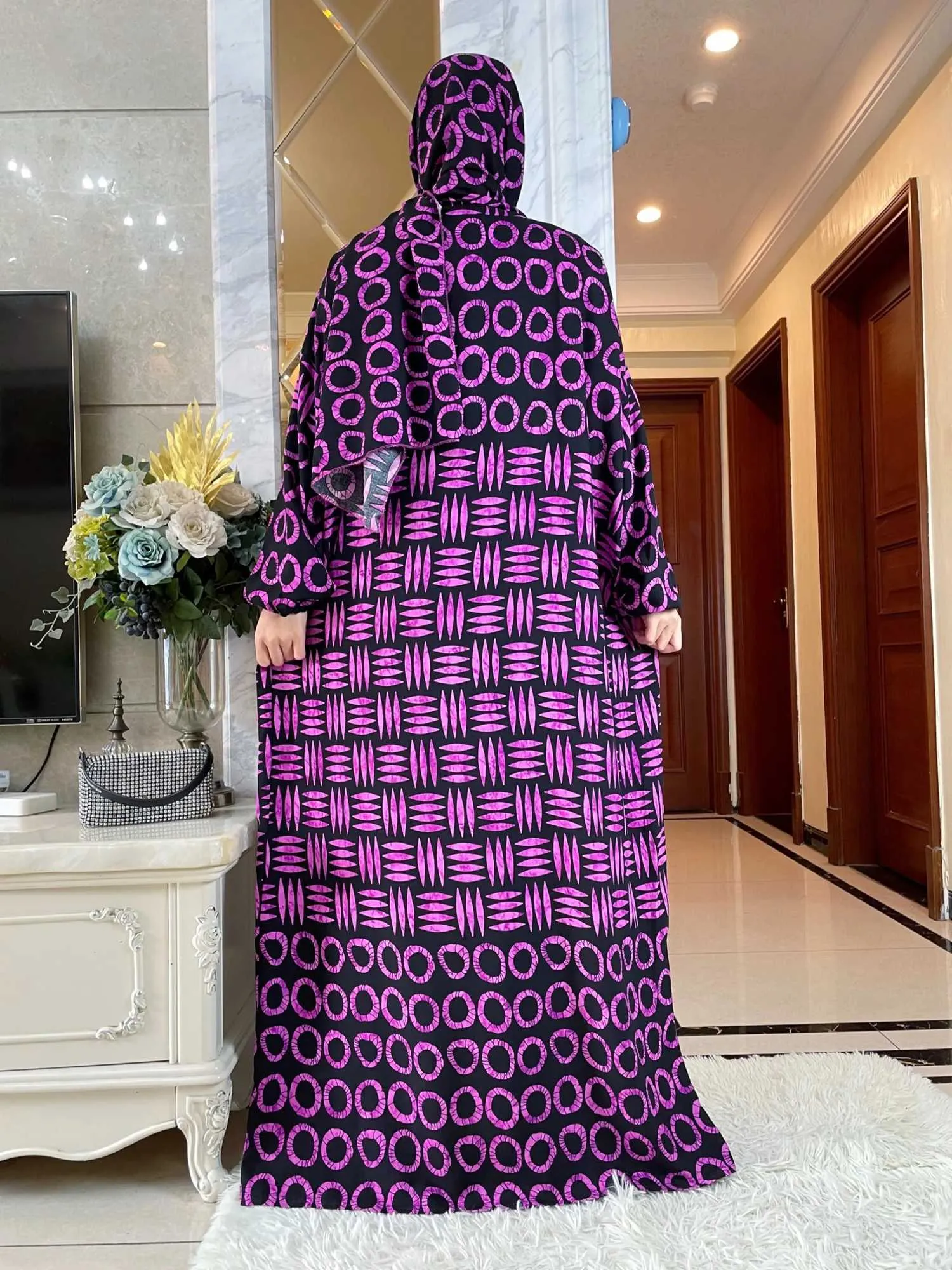 DHgate Elegant Cotton Abaya Modest Muslim Dress for Ramadan Prayer and Festive Occasions Apparel