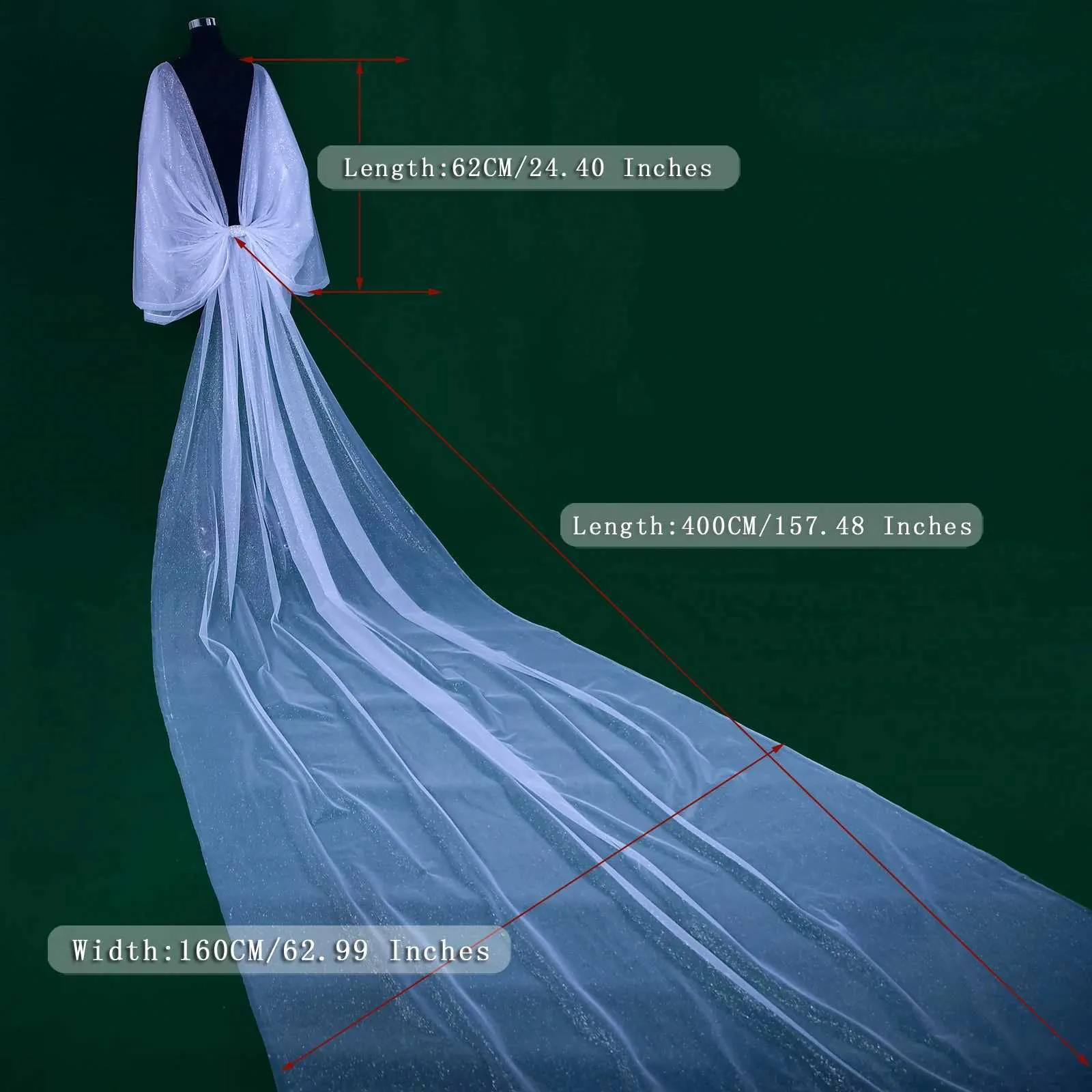 Bridal Cape Veil For Women Sparkling Wedding Shawl Hair Accessory_voghion.com