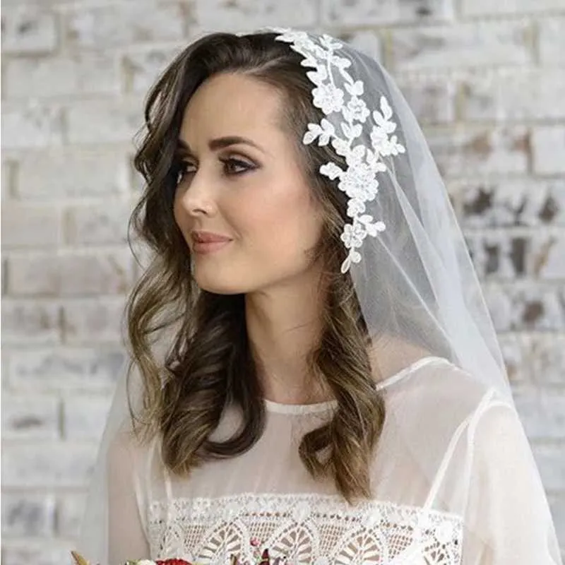 Nakit za kosu, jednoslojni elegantni kratki vjenčani veo, bijeli_voghion.com