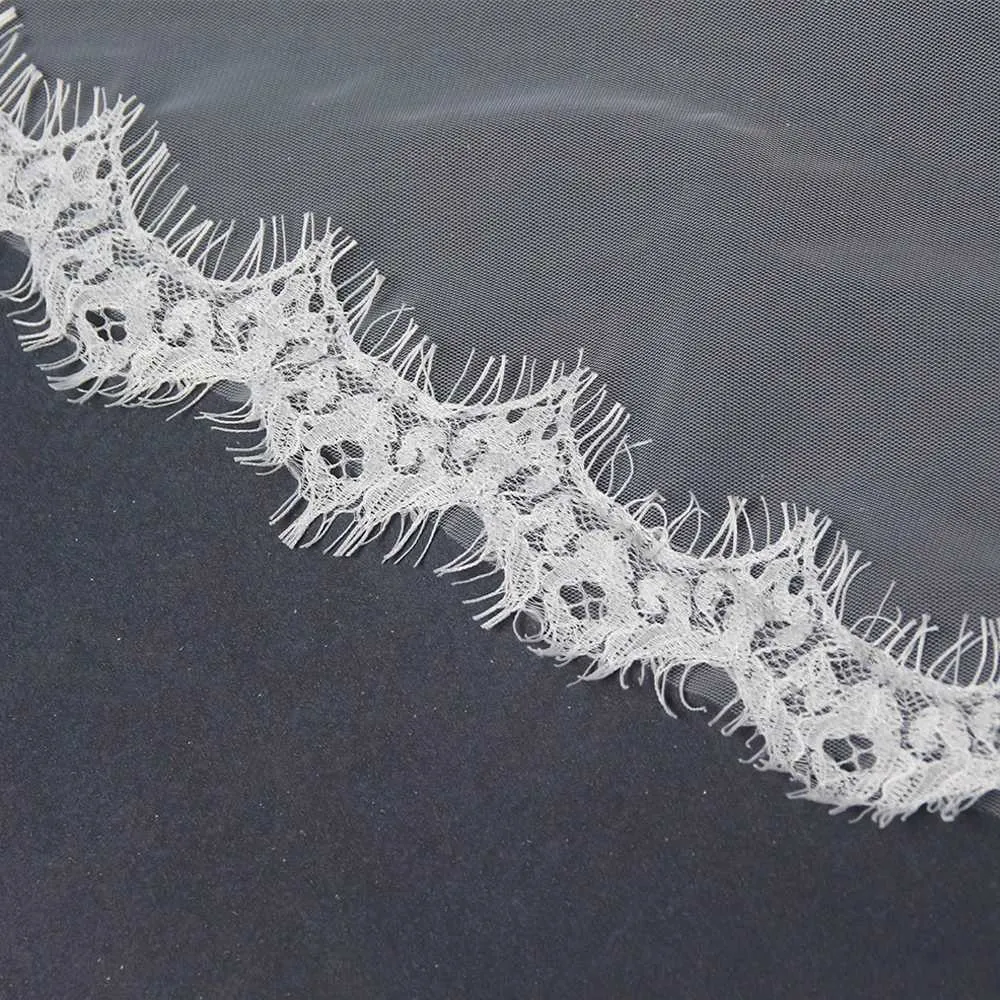 Bijoux de cheveux voile 1 niveau longs voiles de mariage accessoires de mariée garniture en dentelle festonnée Tulle doux court Veu VP98_voghion.com