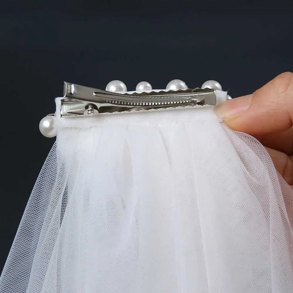 Brautschleier Mit Kamm 2-lagig Mit Perlen Für Die Hochzeit_voghion.com