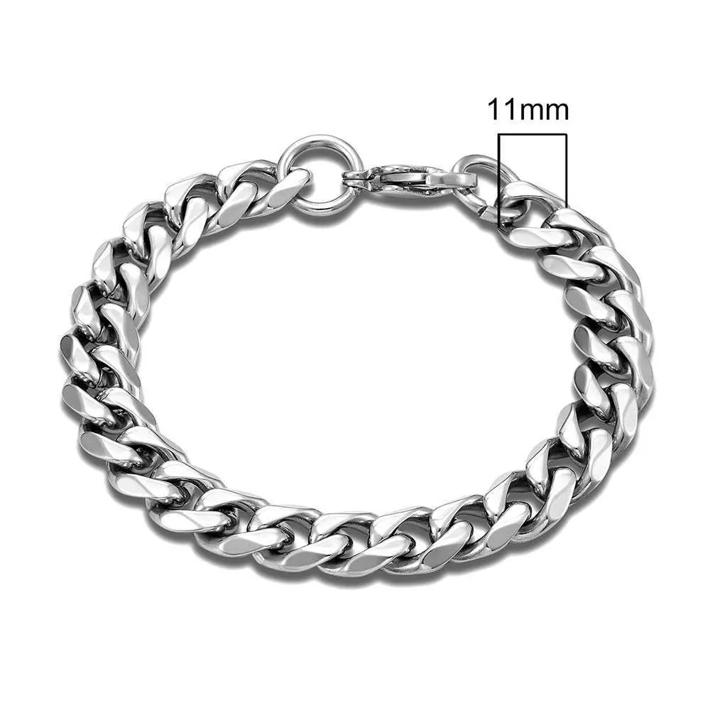 MKENDN Motorcycle Mens Punk Rock Stainless Steel Curled Cuban Chain