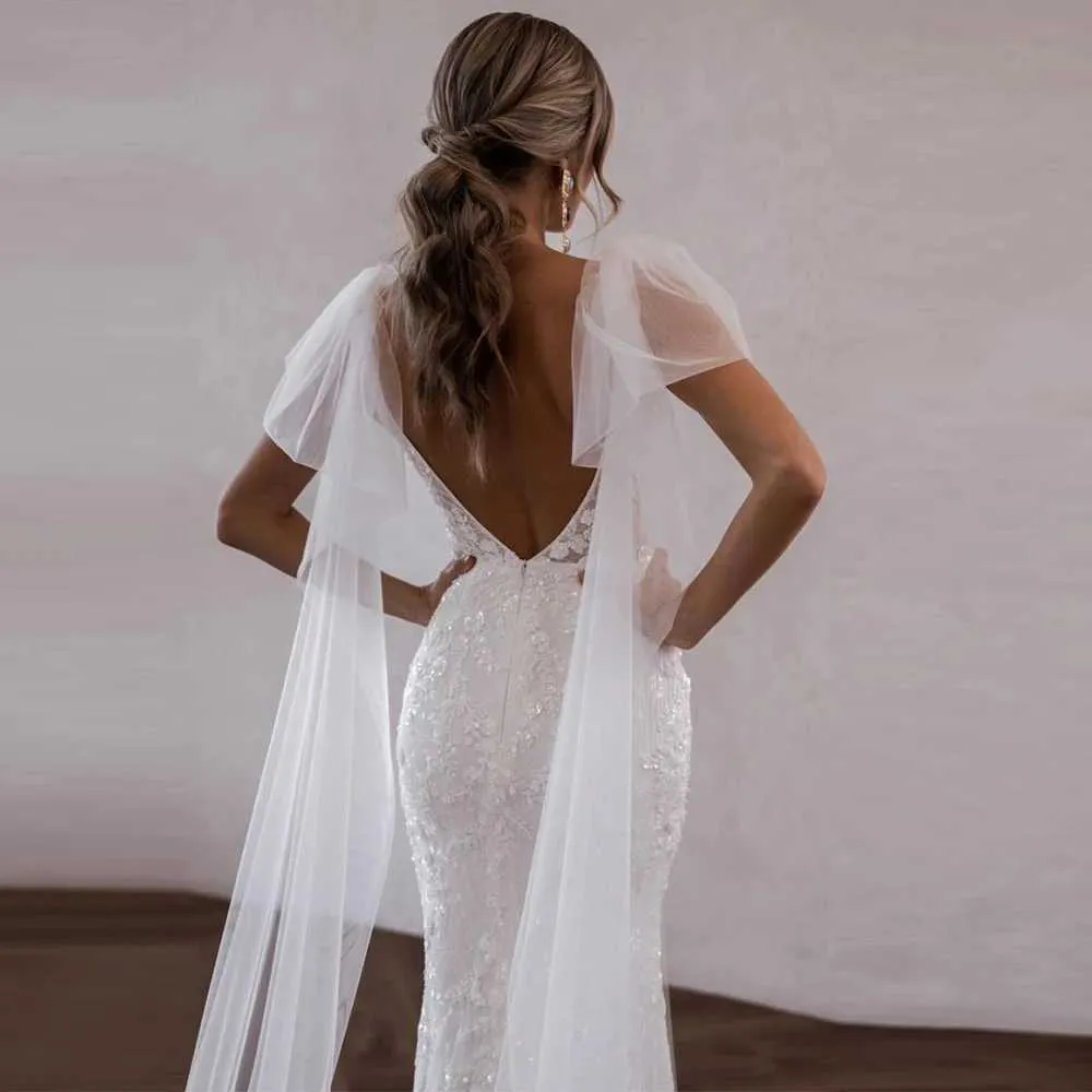 Gioielli per capelli Mantello da donna 1 paio Ali da sposa Velo da sposa Maniche rimovibili Spalle Copri Scialle Accessori per feste da sposa_voghion.com