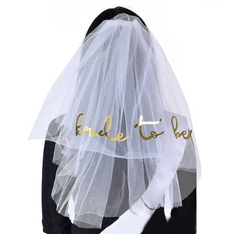 Hair Jewelry Bachelorette Party For Bridal Shower Bride To- Be with Comb Short Wedding Veil_voghion.com