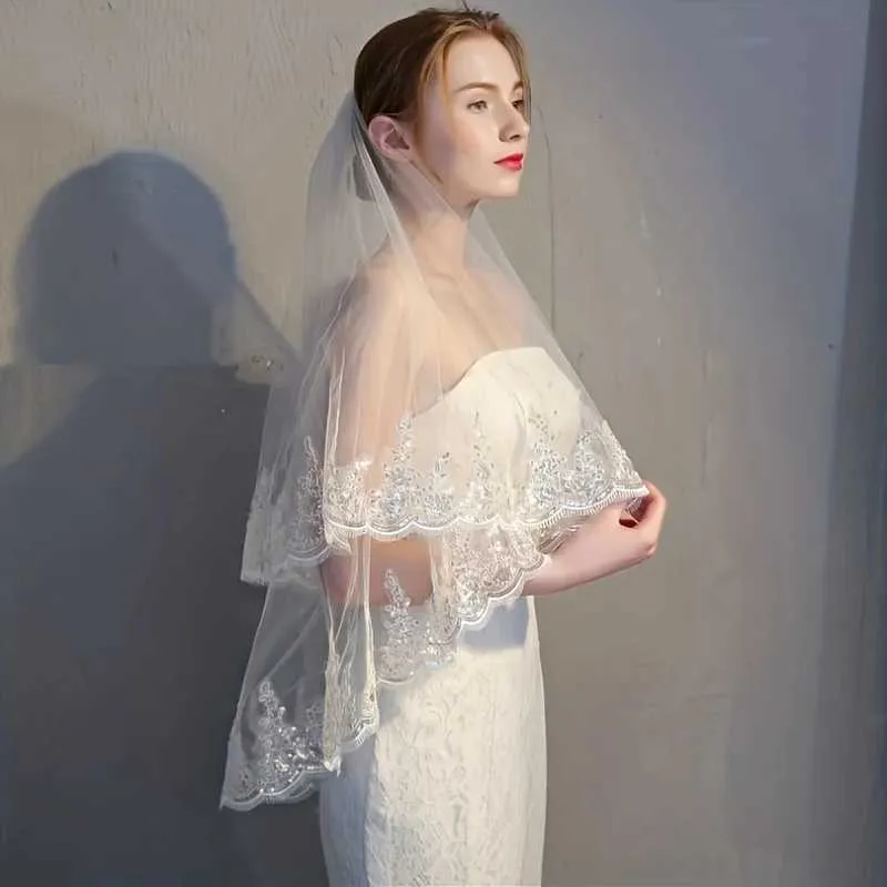 Wedding Hair Jewelry Bridal short double layered high gloss film design photo props wedding fluffy headdress_voghion.com