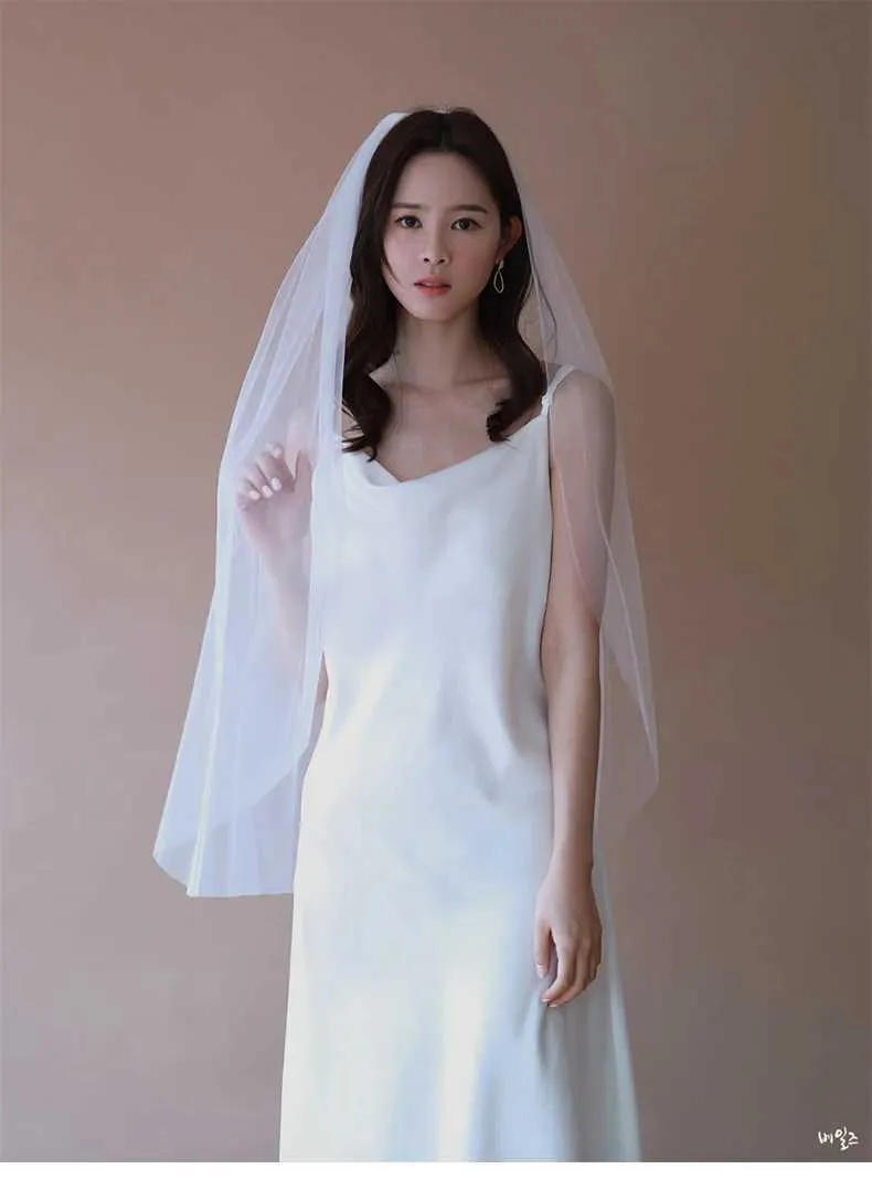 Gioielli per capelli Veli corti in tulle Uno strato con pettine Velo da sposa per accessori da sposa sposa Lunghezza 90 cm_voghion.com