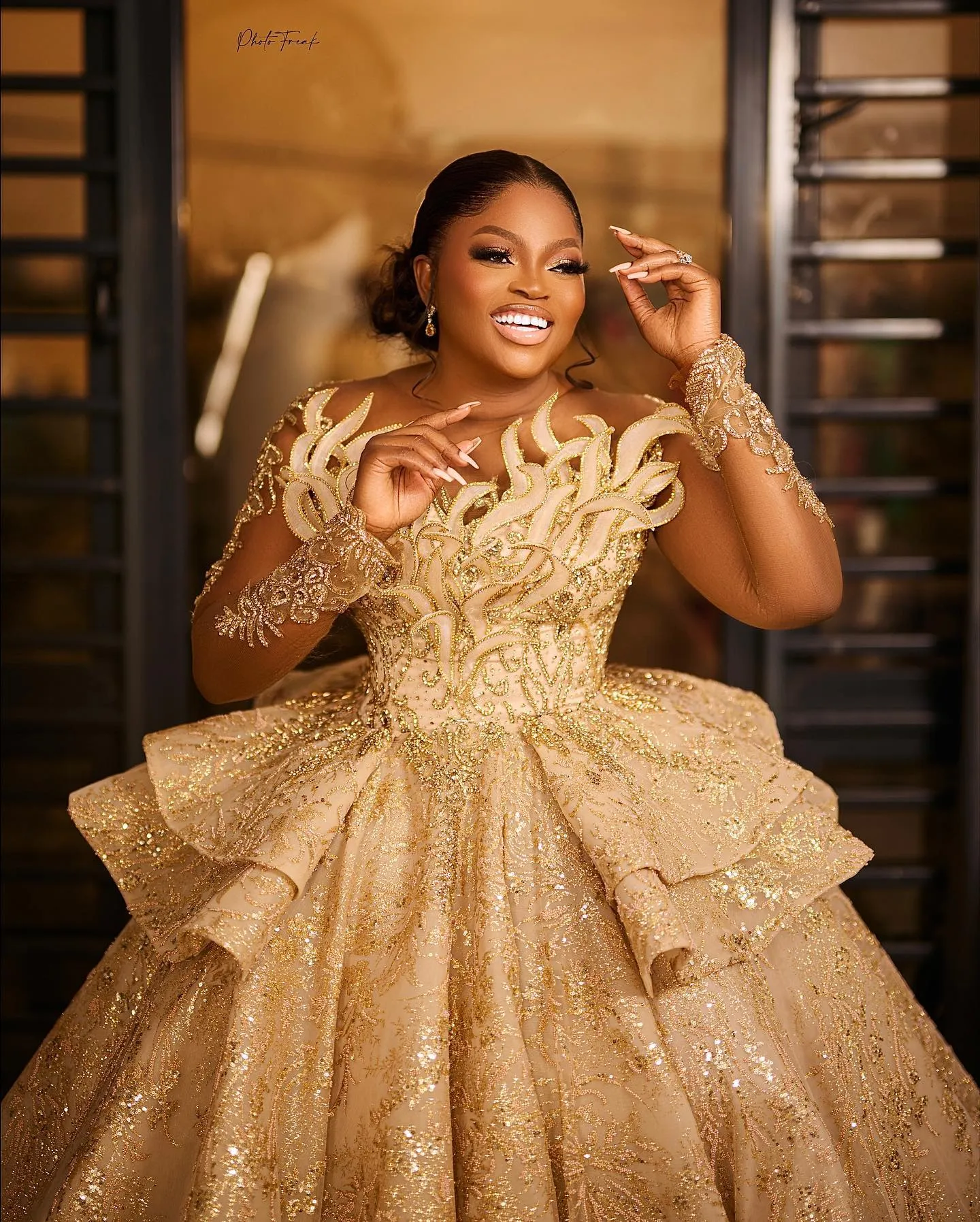 Elegant Light Gold Ball Gown Wedding Dress For Black Women Aso Ebi Long Sleeve Illusion Beaded Robe De Mariage Plus Size African Bridal Gowns 2024 From Classicalforever 415.64 DHgate.Com