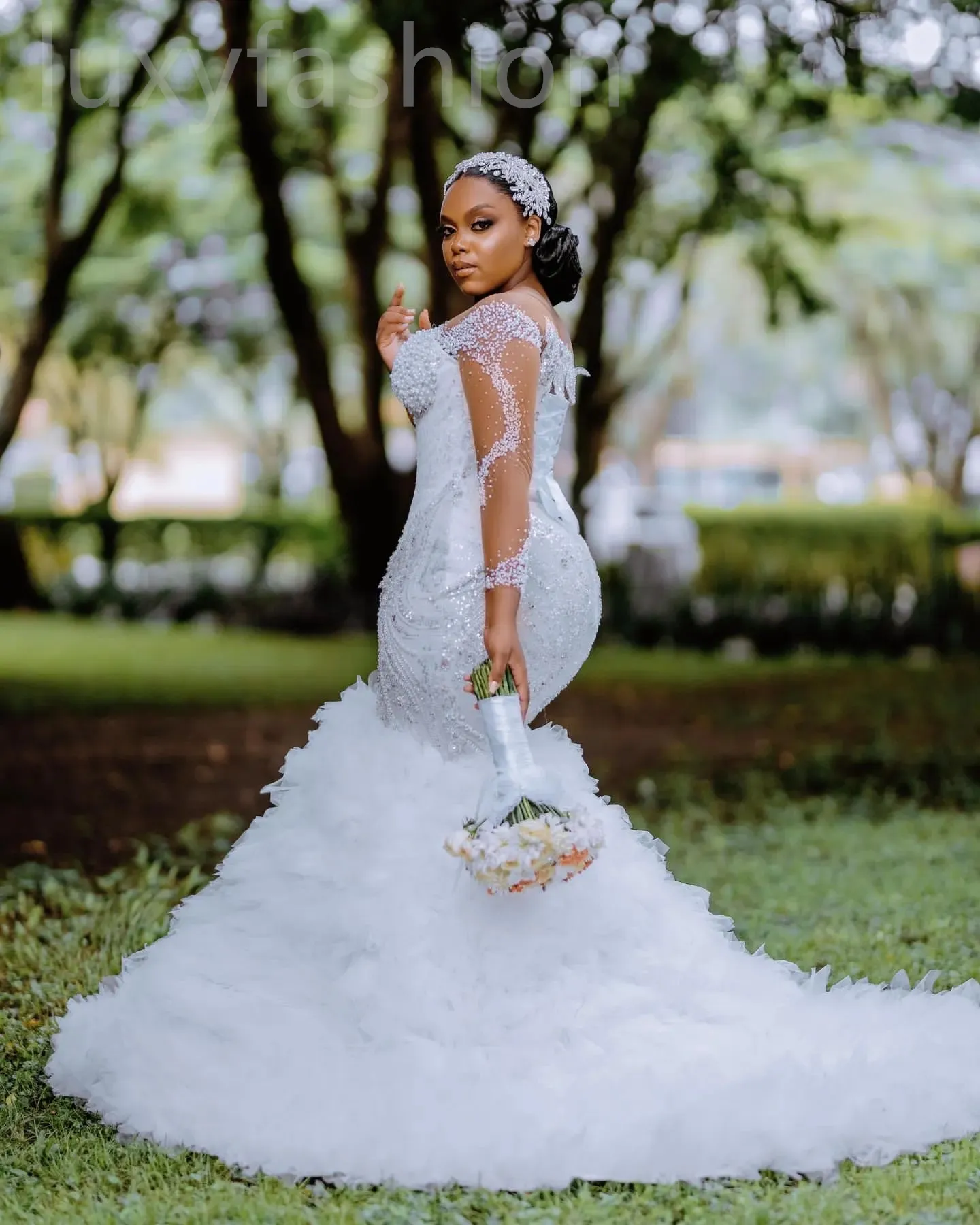 White beaded dress top
