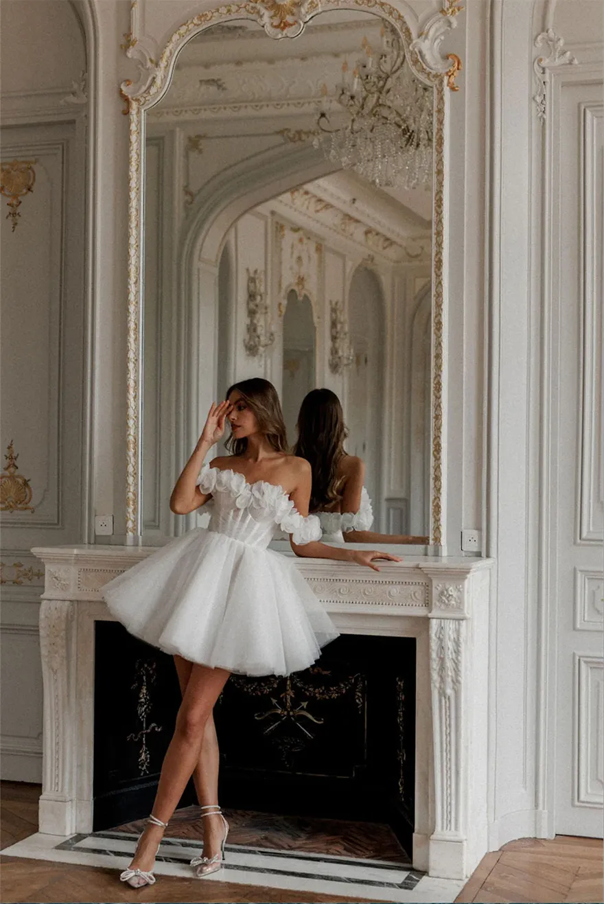 cute graduation dresses white Cute White Graduation Dress Short Elegant Knee Length Grad Dresses – jkprom main image 1