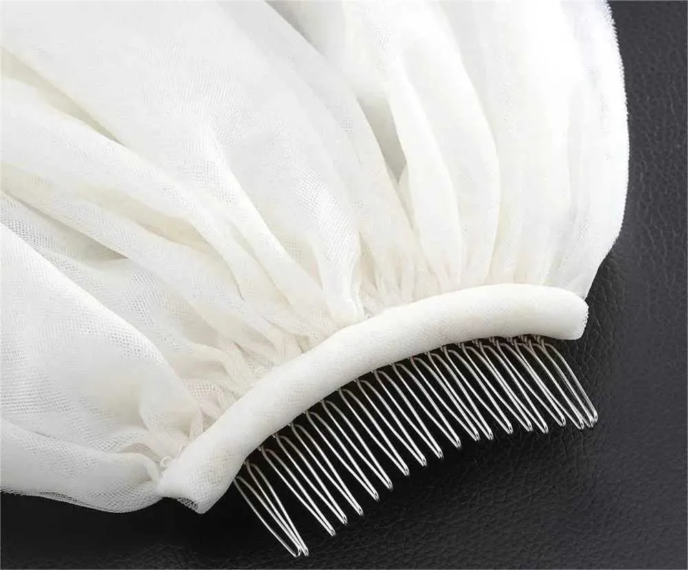 Jewelry 2023 New Wedding Veil Waist Length Short Bride Hair Accessoies Bridal Tulle with Comb and Pencil Edge (White_voghion.com
