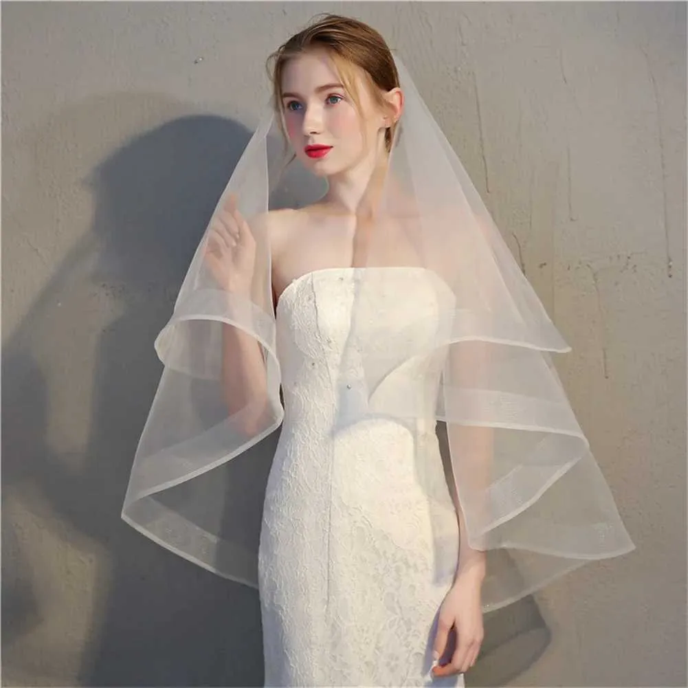 Gioielli per capelli da sposa Semplice foulard corto a doppio strato abito da sposa da sposa accessori di vendita caldi con pettine per capelli_voghion.com