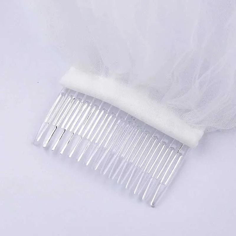 Gioielli per capelli Veli bianchi a due strati Bordo in pizzo Sexy vita corta da sposa con velo da abito a pettine per la sposa_voghion.com